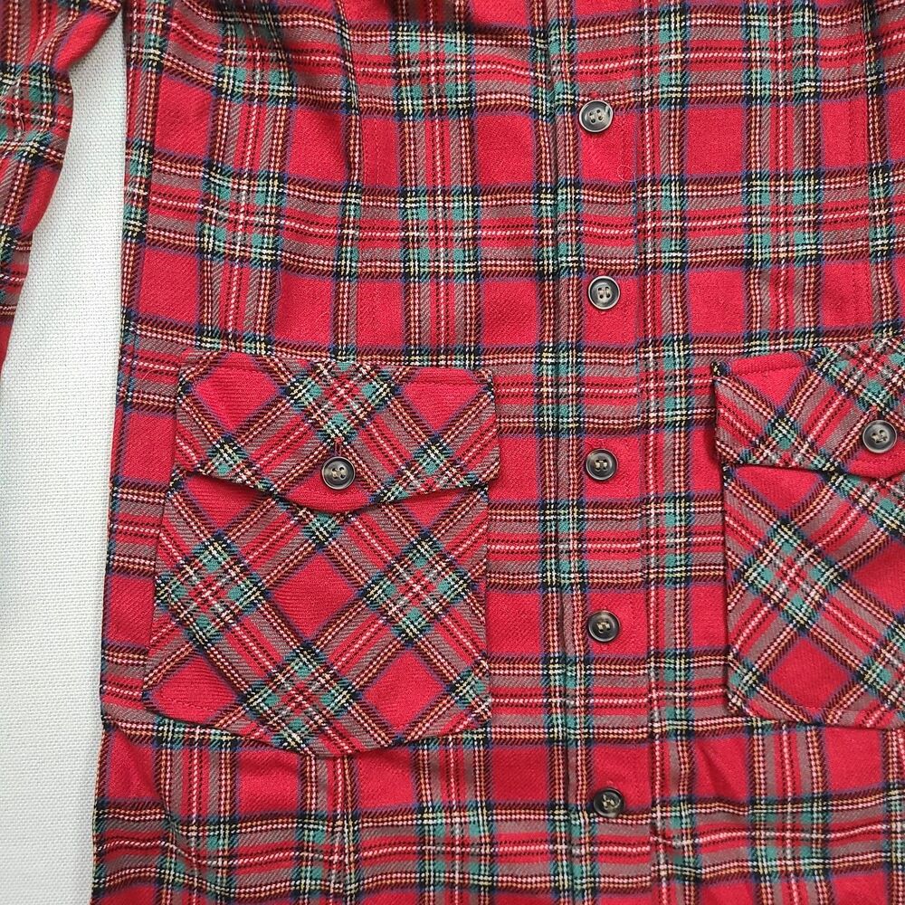 Pendleton Red Tartan Plaid Wool Button Front Mini Shirt Dress Pockets XS USA - Picture 3 of 9
